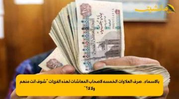 بالأسماء.. صرف العلاوات الخمسة لاصحاب المعاشات لهذه الفئات “شوف انت منهم ولا لأ؟”